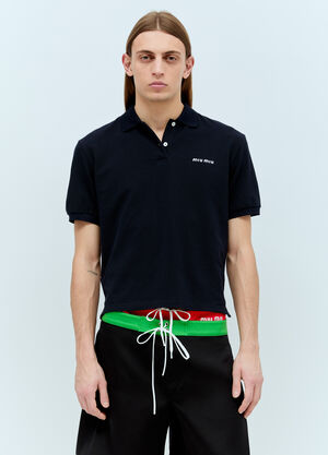 Miu Miu Logo Embroidery Polo Shirt Blue miu0157004