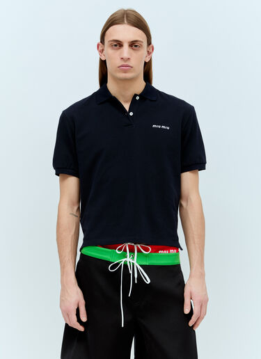 Logo Embroidery Polo Shirt Miu Miu Logo Embroidery Polo Shirt Blue miu0356002