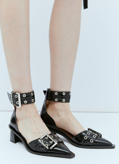 Gucci Chunky Buckle Open Cut Pumps Pink guc0253121