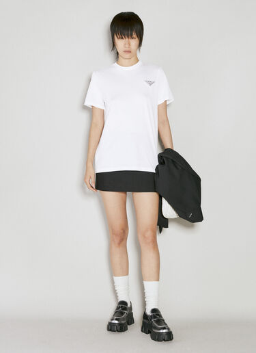 크리스털 장식 로고 티셔츠 Prada 크리스털 장식 로고 티셔츠 화이트 pra0255007