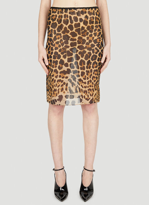 Courrèges Leopard Print Midi Skirt Orange cou0253003