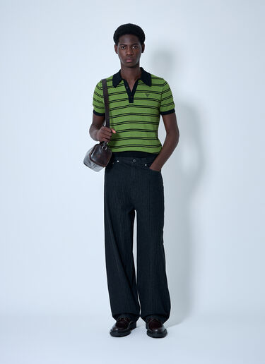 Prada Stripe Logo Motif Polo Shirt Black pra0160010