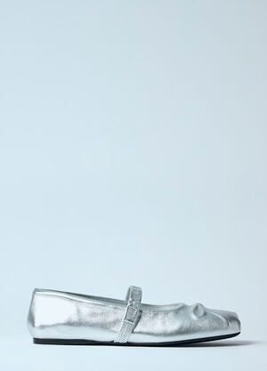 Marni Leather Mary Jane Shoes Silver mni0260002