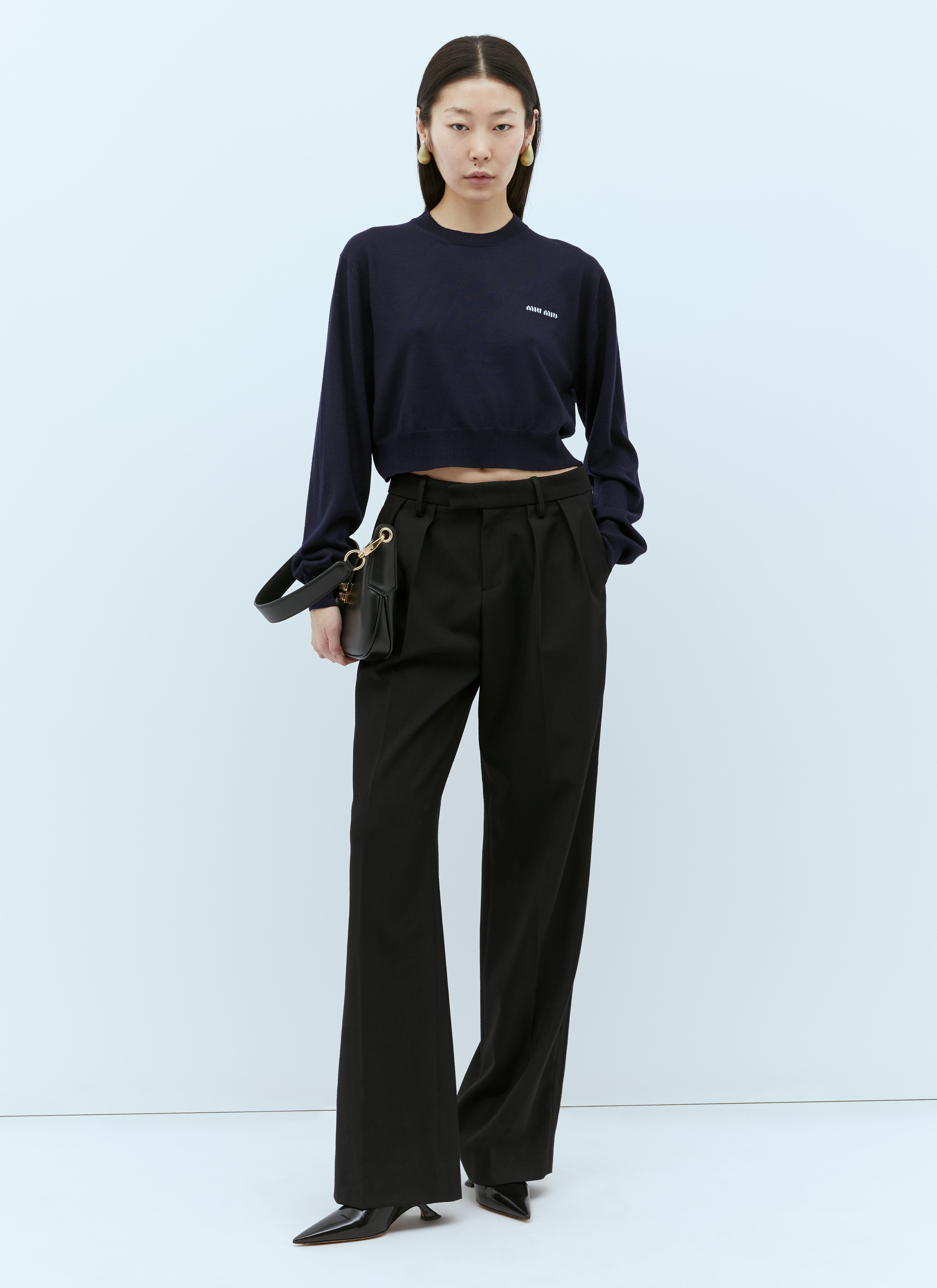 Miu Miu Women s Wool Crewneck Sweater in Navy LN CC