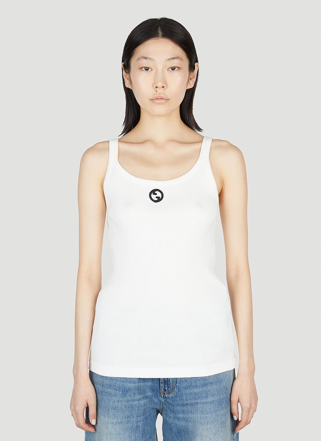 Gucci Women s Logo Embroidery Tank Top in White LN CC