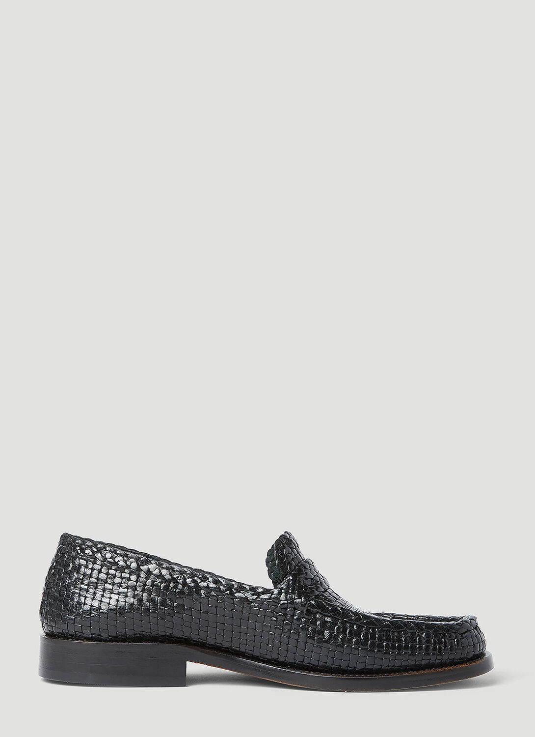 Shop Marni Woven Leather Bambi Loafers In Black