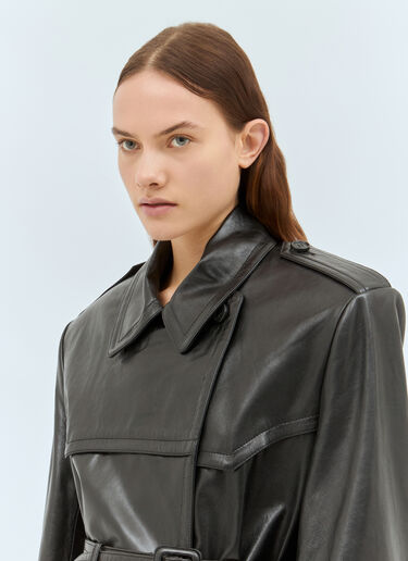 Sportmax Nappa Leather Trench Coat Black spx0258015