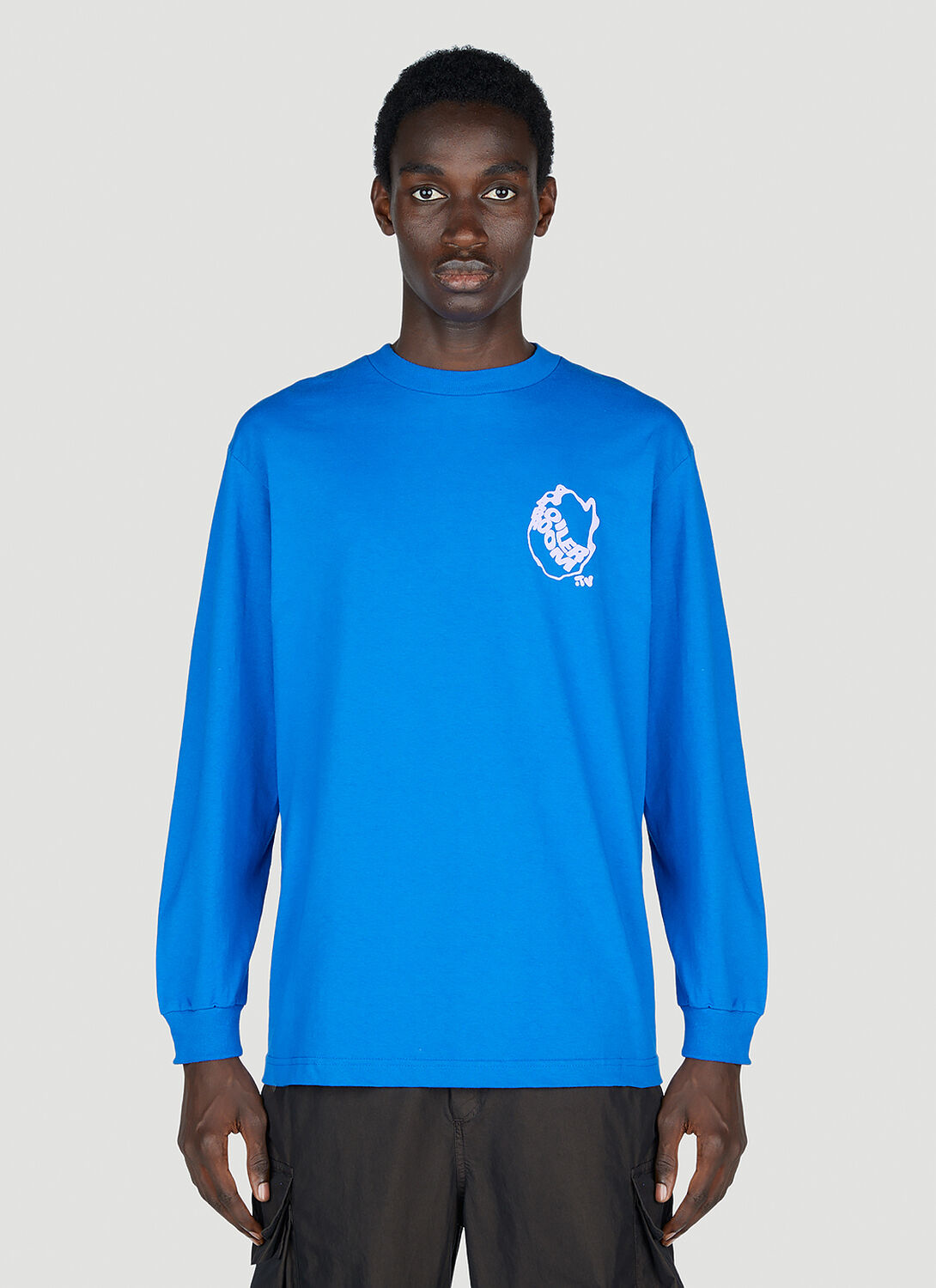Boiler Room Waved Logo Long Sleeve T-shirt In Blue