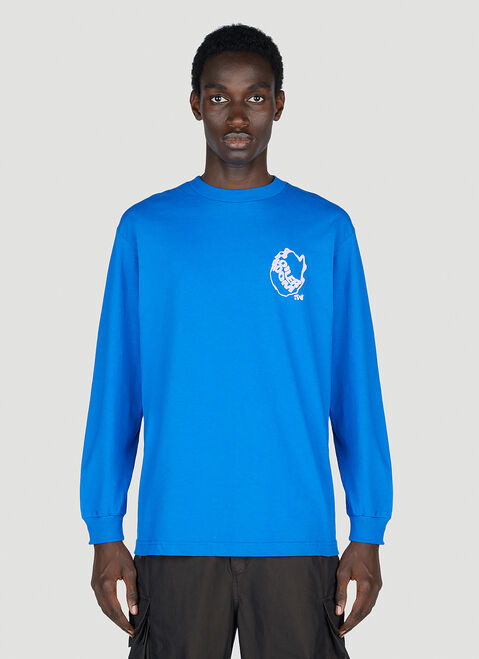 Boiler Room Waved Logo Long Sleeve T-Shirt Blue bor0153009