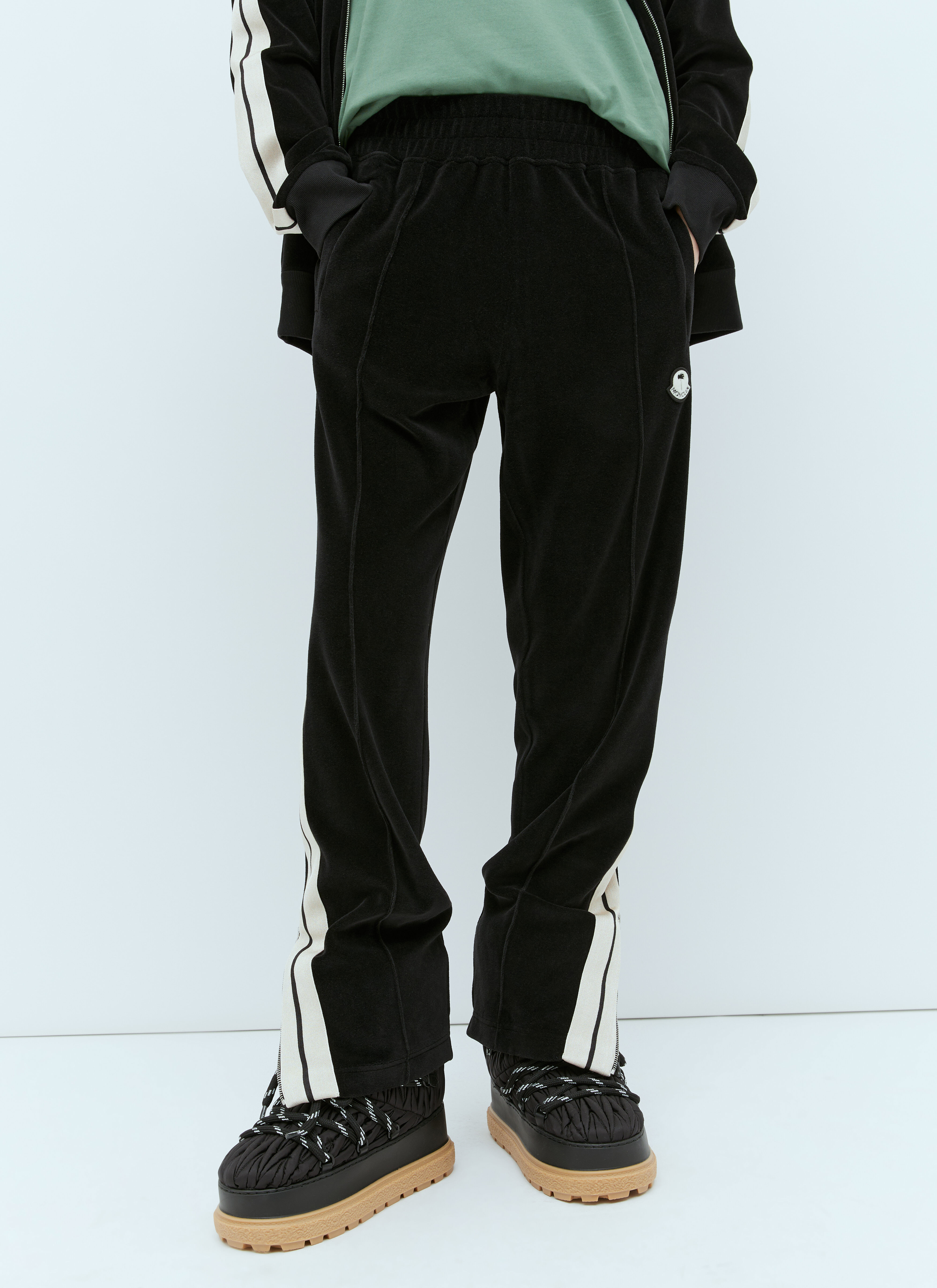 Moncler + Rick Owens 徽标贴饰天鹅绒运动裤  米色 mcs0355011