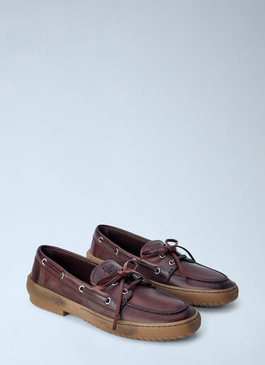 LN-CC® - Miu Miu: Leather Deck Shoes - Burgundy Miu Miu Leather Deck Shoes Burgundy miu0266048