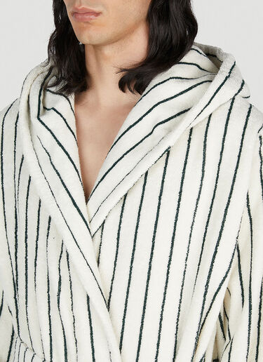 Tekla Striped Hooded Bath Robe White tek0353009