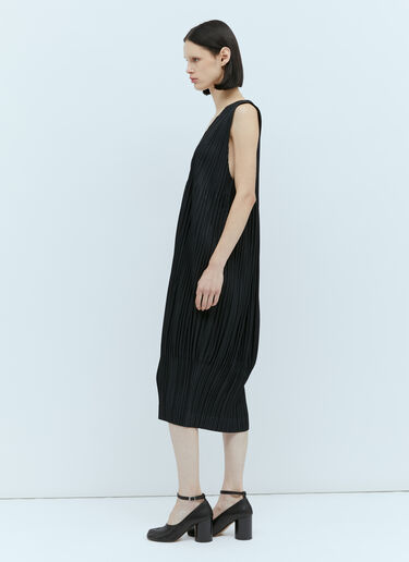 Pleats Please Issey Miyake V Neck Pleated Dress Black plp0254005