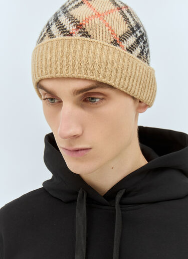 Burberry Check Cashmere Beanie Hat Beige bur0158021