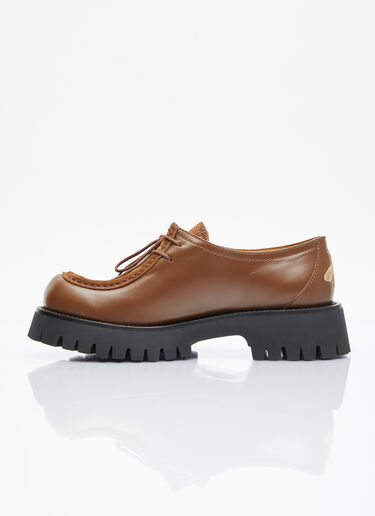 Gucci Bee Leather Lace-Up Shoes Brown guc0255063