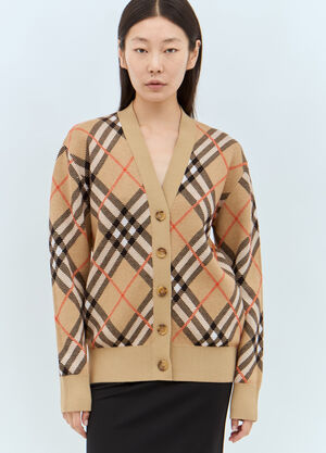 The Row Check Wool-Blend Cardigan Grey row0260037