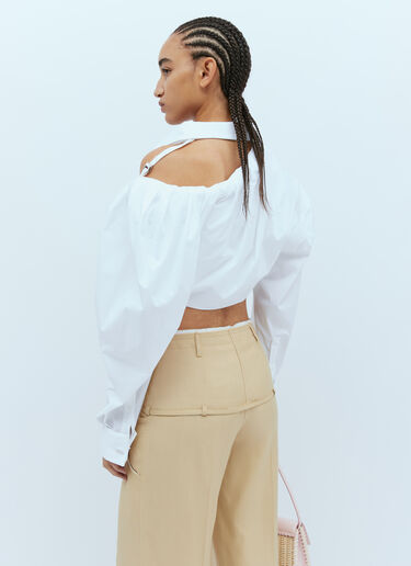 Jacquemus La Chemise Galliga Crop Shirt White jac0254019