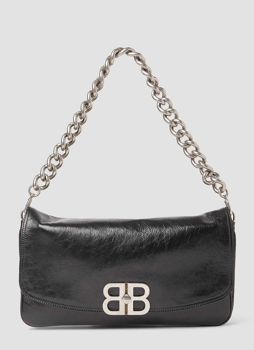Balenciaga BB Soft Medium Flap Shoulder Bag Black bal0254068
