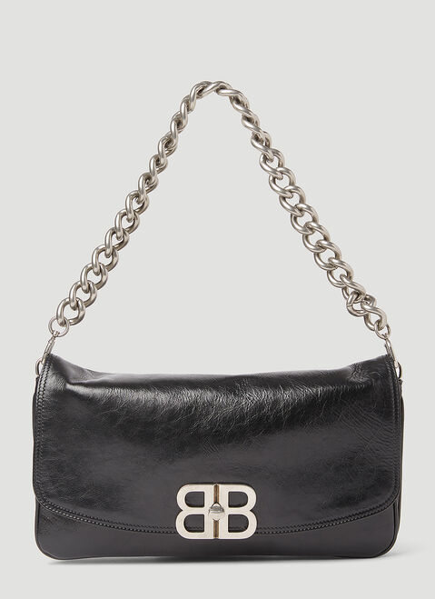 Balenciaga BB ソフトミディアム フラップショルダー バッグ ブラック bal0254062