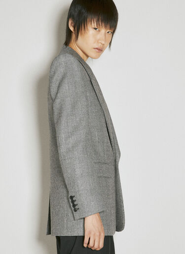 Saint Laurent Prince Of Wales Flannel Blazer Grey sla0253034