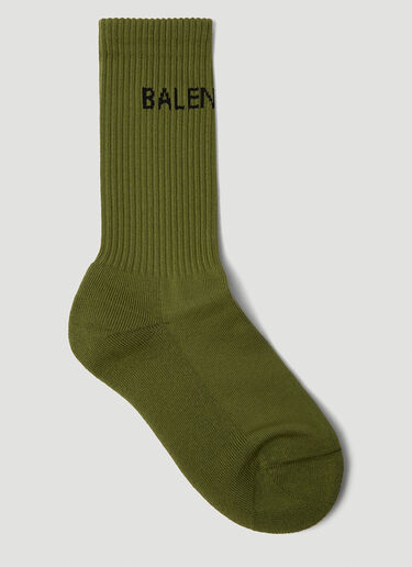 Balenciaga Logo Jacquard Socks Green bal0249046