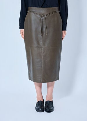 Max Mara Leather Midi Skirt Brown max0265020