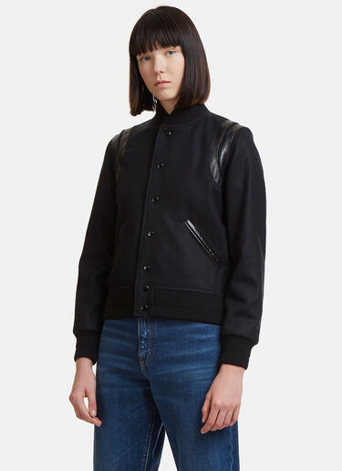 Saint Laurent Woollen Varsity Jacket Black sla0230003