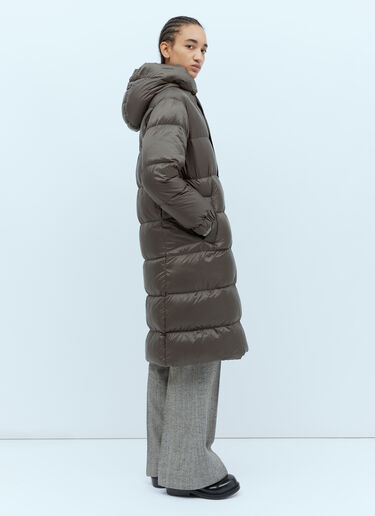 Max Mara Long Quilted Parka Coat Dark Green max0254091