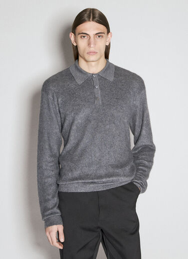 Prada Cashmere And Silk Polo Sweater Grey pra0155005