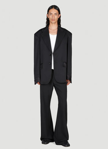 MM6 Maison Margiela Satin Trim Oversized Blazer Black mmm0153004