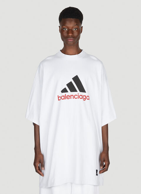 Balenciaga x adidas ロゴプリントTシャツ ダークグリーン axb0151021
