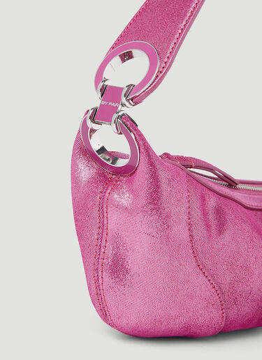 BY FAR Mini Amira Jeans Lame Leather Shoulder Bag Pink byf0253004