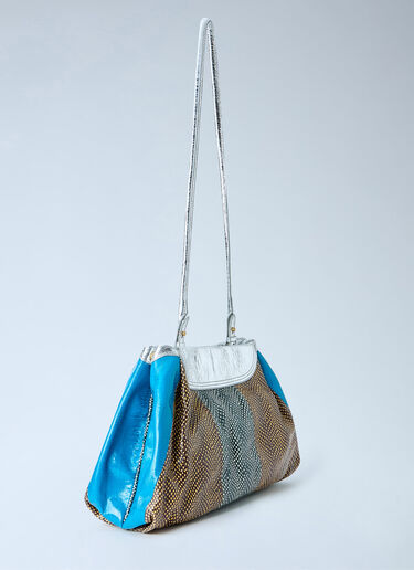 Dries Van Noten Textured Leather Shoulder Bag Green dvn0264040