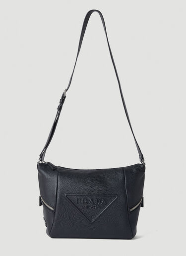 Prada Logo Embossed Crossbody Bag Black pra0152057
