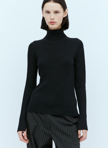 GANNI Open Back Wool Sweater Black gan0254012