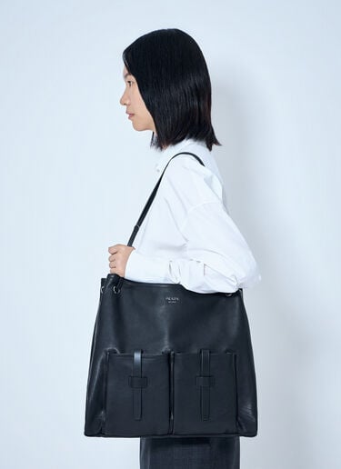 LN-CC® - Prada: Leather Large Route Tote Bag - Black Prada Leather Large Route Tote Bag Black pra0264401