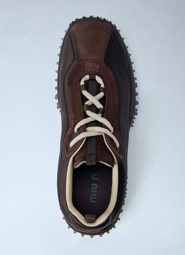 LN-CC® - Miu Miu: Bubble Technical Fabric And Suede Sneakers - Brown Miu Miu Bubble Technical Fabric And Suede Sneakers Brown miu0266057