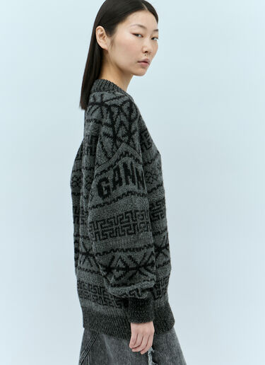 GANNI Logo Jacquard Wool Sweater Black gan0254038