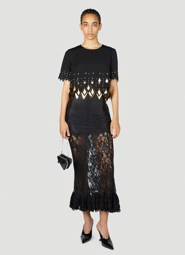 Rabanne Sheer Lace Midi Skirt Black pac0253019