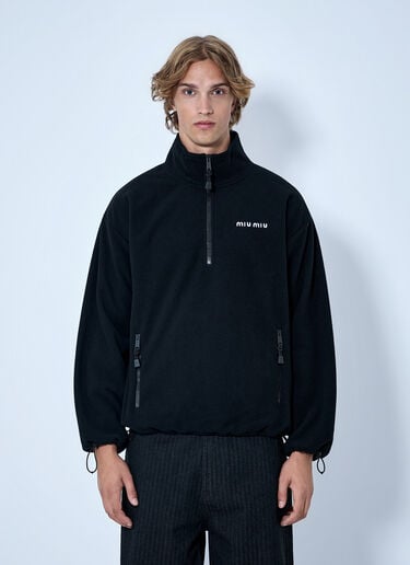 LN-CC® - Miu Miu: Half-Zip Fleece Sweatshirt - Black Miu Miu Half-Zip Fleece Sweatshirt Black miu0366005
