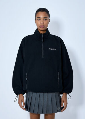 Miu Miu Half-Zip Fleece Sweatshirt Black miu0366005