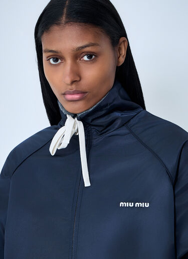 Miu Miu Technical Gazar And Fleece Bomber Jacket Blue miu0263007