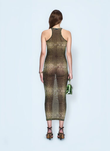 Off-White Crocodile Mesh Racer Dress Green ofw0260042