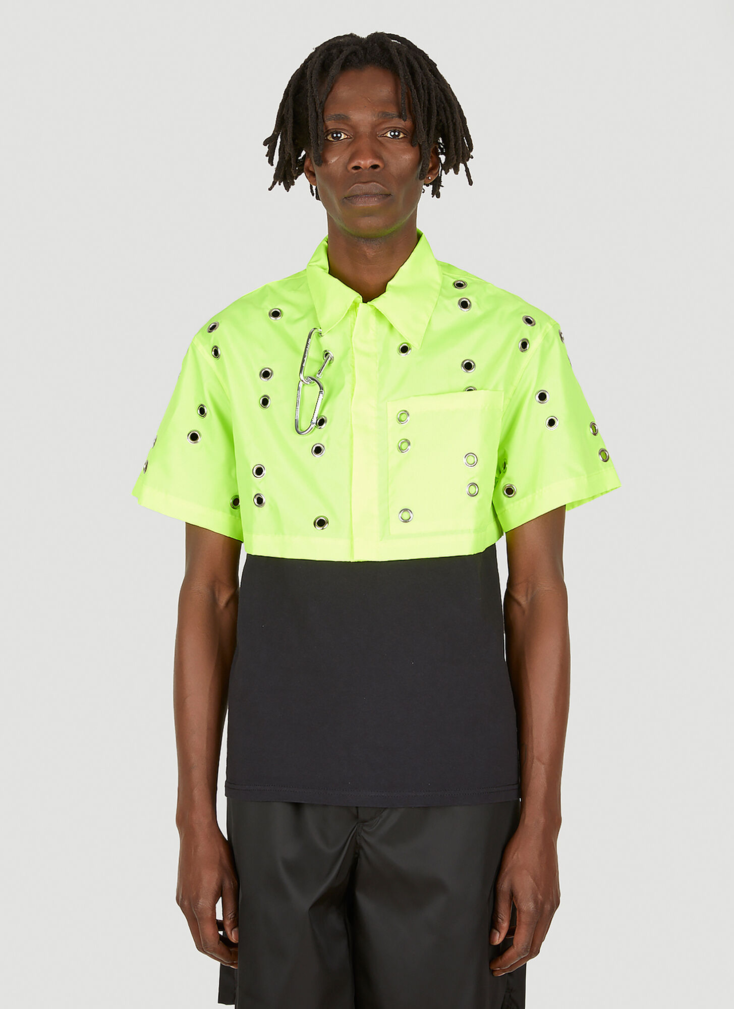 Studio Alch Eyelet-embellished Poplin Shirt In Yellow