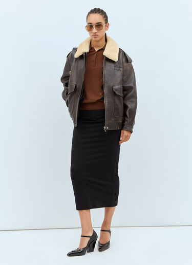 Wool Knit Polo Shirt Miu Miu Wool Knit Polo Shirt Brown miu0258004