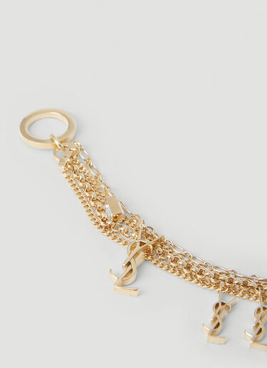 Saint Laurent Logo Plaque Multi Strand Bracelet Gold sla0252097