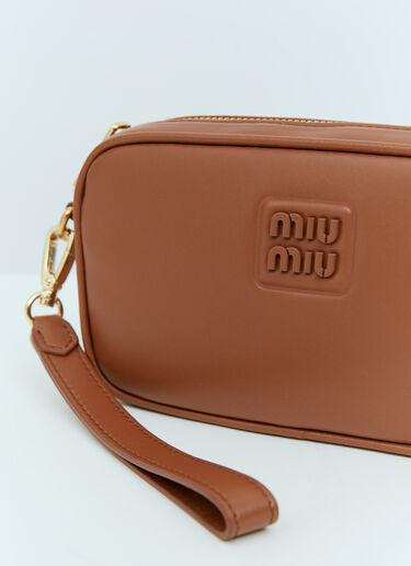 Miu Miu Embossed Logo Leather Pouch Brown miu0254050