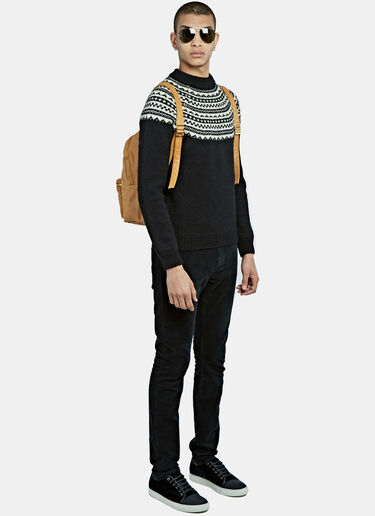 Saint Laurent Fair Isle Knitted Sweater Black sla0126019