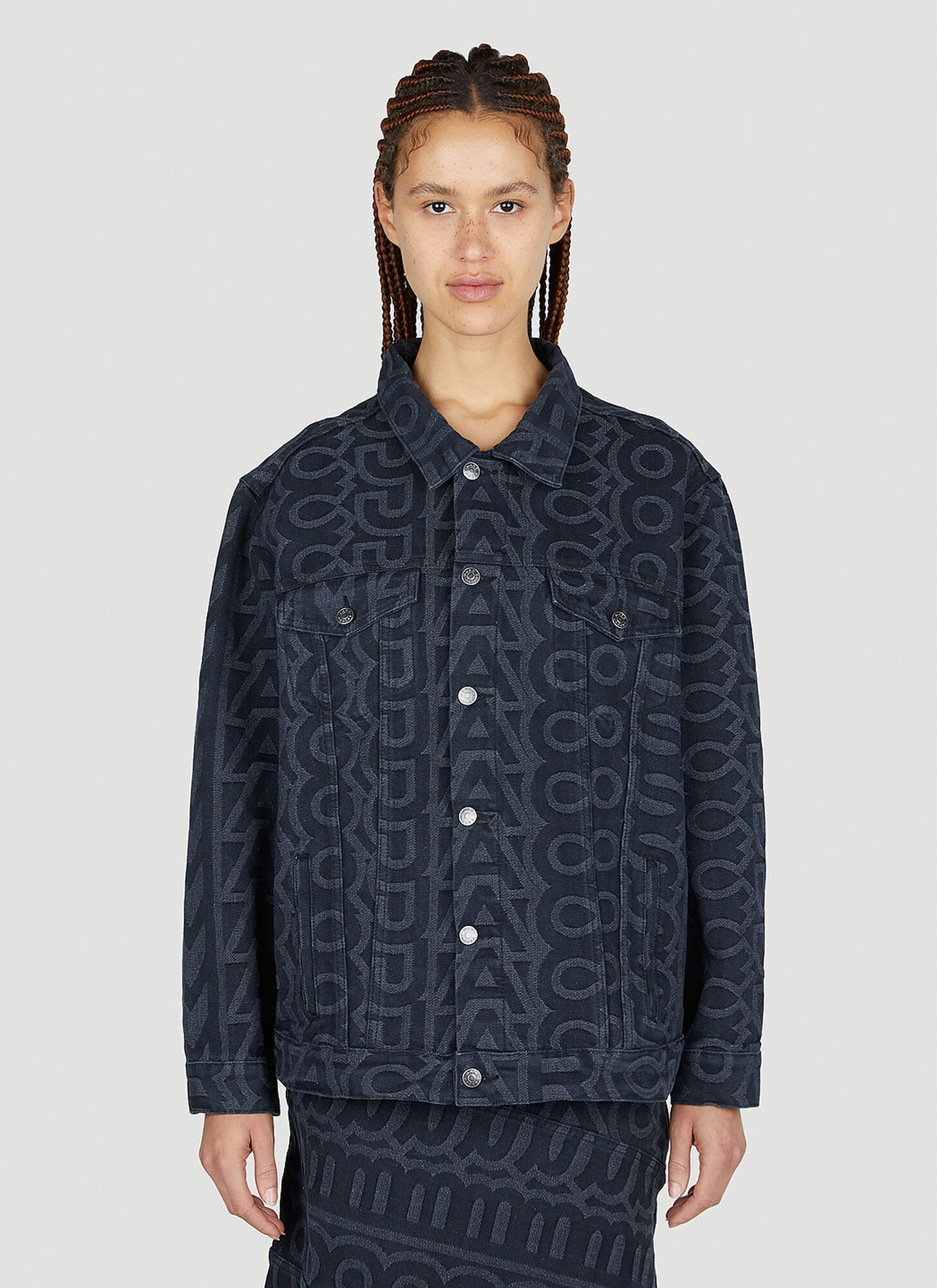Shop Marc Jacobs Monogram Denim Jacket In Black