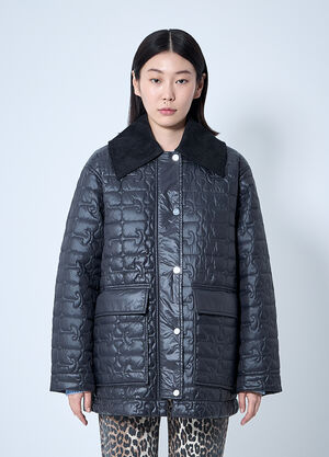 GANNI Shiny Quilted Jacket Black gan0260014
